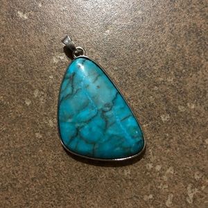 Kingman Arizona Blue Turquoise Pendant In 925